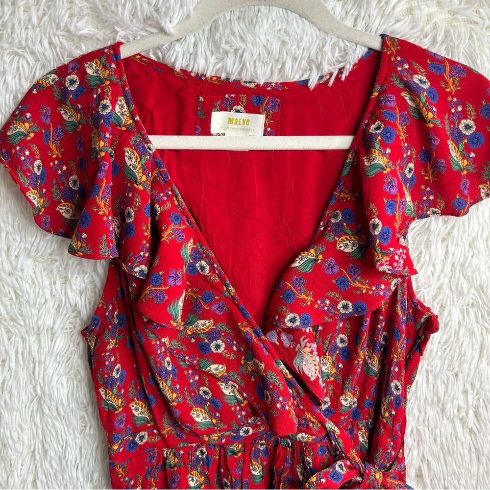 Anthropologie Red Ruffled Tiered Sundress - Picture 3 of 11